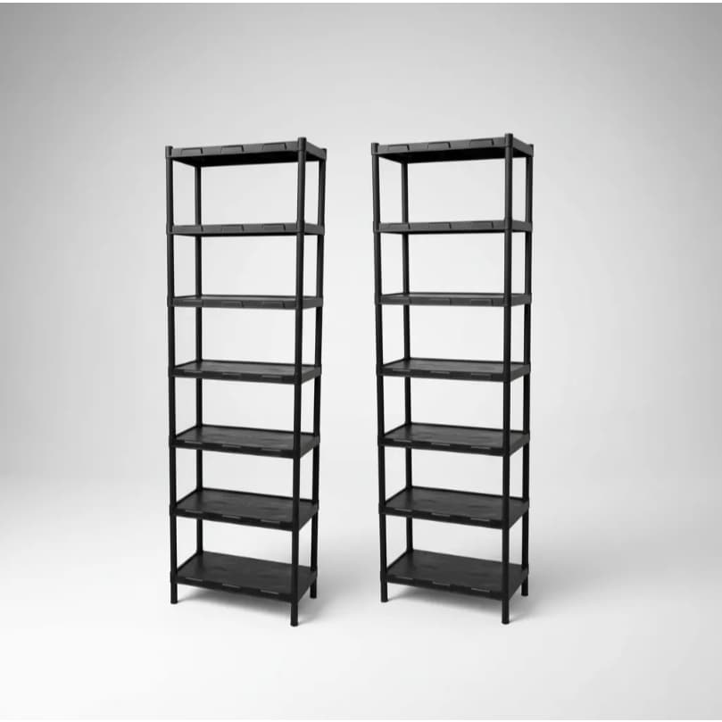 Kit 2 Estante modular Preta Flexa 7 Prateleiras