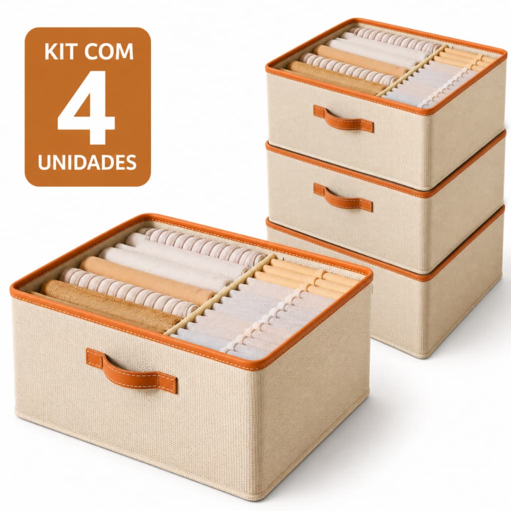 Kit 4 Organizadores de Gaveta Dobráveis Organizadora Roupa Guarda-Roupa Closet