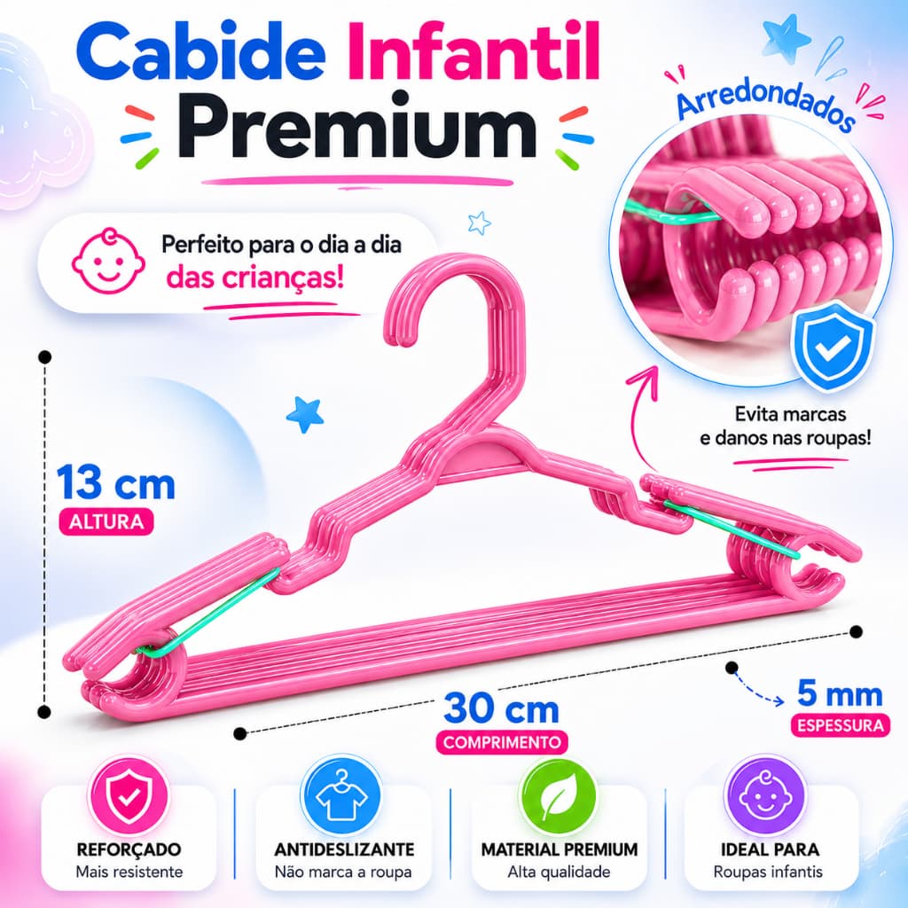 Atacado Cabide infantil Rosa.