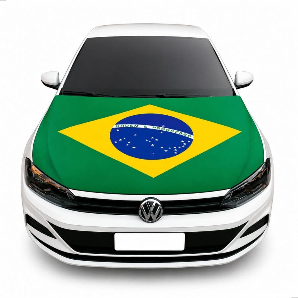 Bandeira Do Brasil Para Capô Carro Oficial Copa do Mundo Grande Tecido Poliester Reforçada 190x80cm