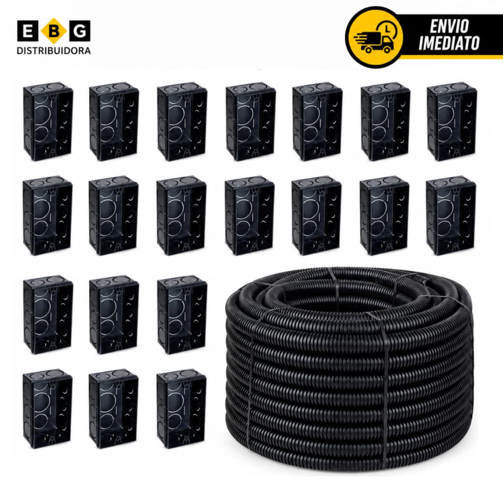 Conduíte Eletroduto Cinza 50 Metros 3/4 + 20 Caixa De Luz 4x2 Preta - Promoção