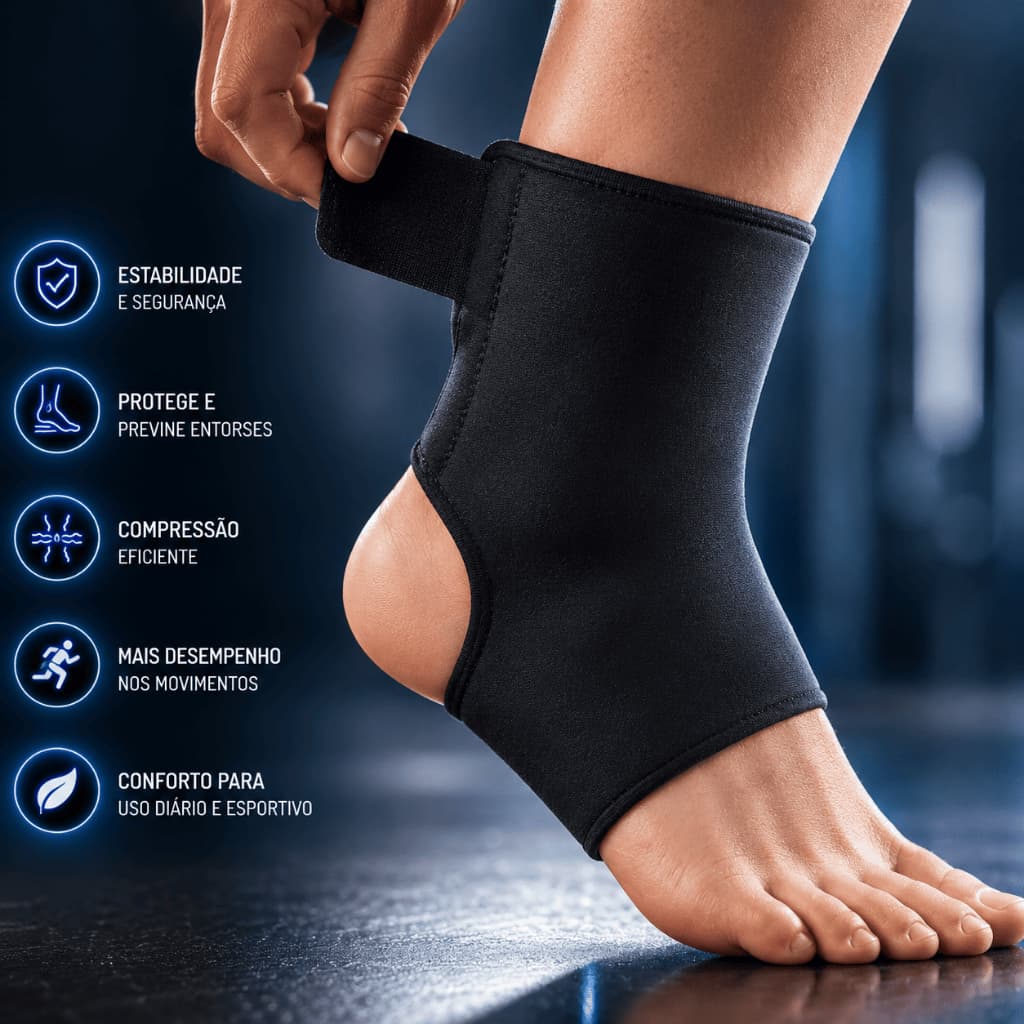 Tornozeleira Ajustável Tensor Suporte Tornozelo Pé Esportivo Com Velcro