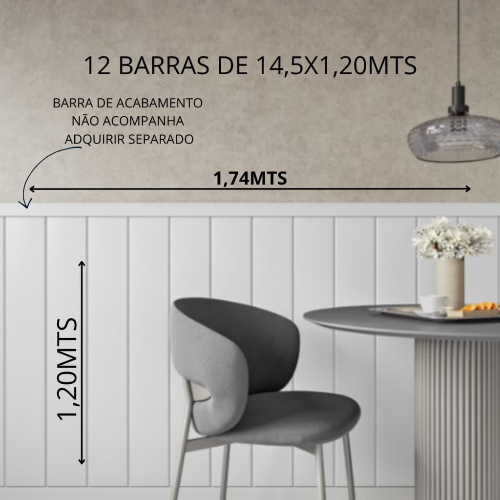 Painel Ripado Shiplap-Lambri MDF Autocolante 1,74mts larg x 1,20mts alt