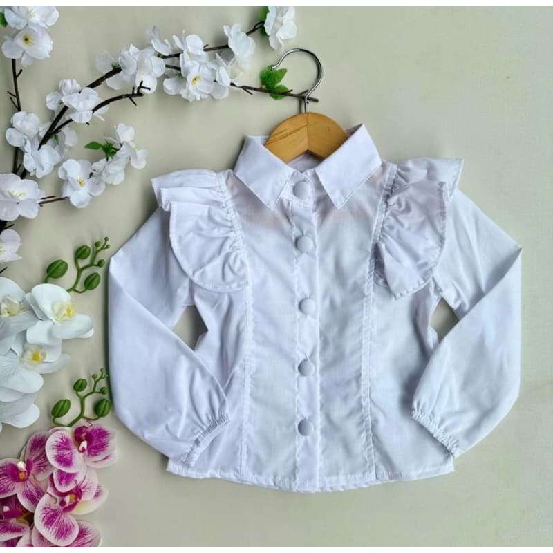 Camisa Feminina menina Infantil Juvenil princesa blogueirinha botões manga longa algodão luxo premium