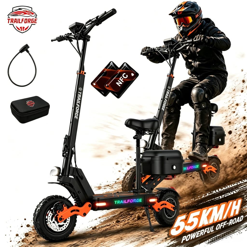 Trailforge-G1 Patinete Scooter Elétrica Off Road 1000W  55KM/H Scooter 50km  Com Painel LED NFC