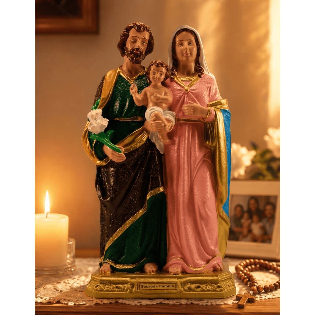 Imagem Sagrada Família Jesus Maria José Inquebrável 40 Cm