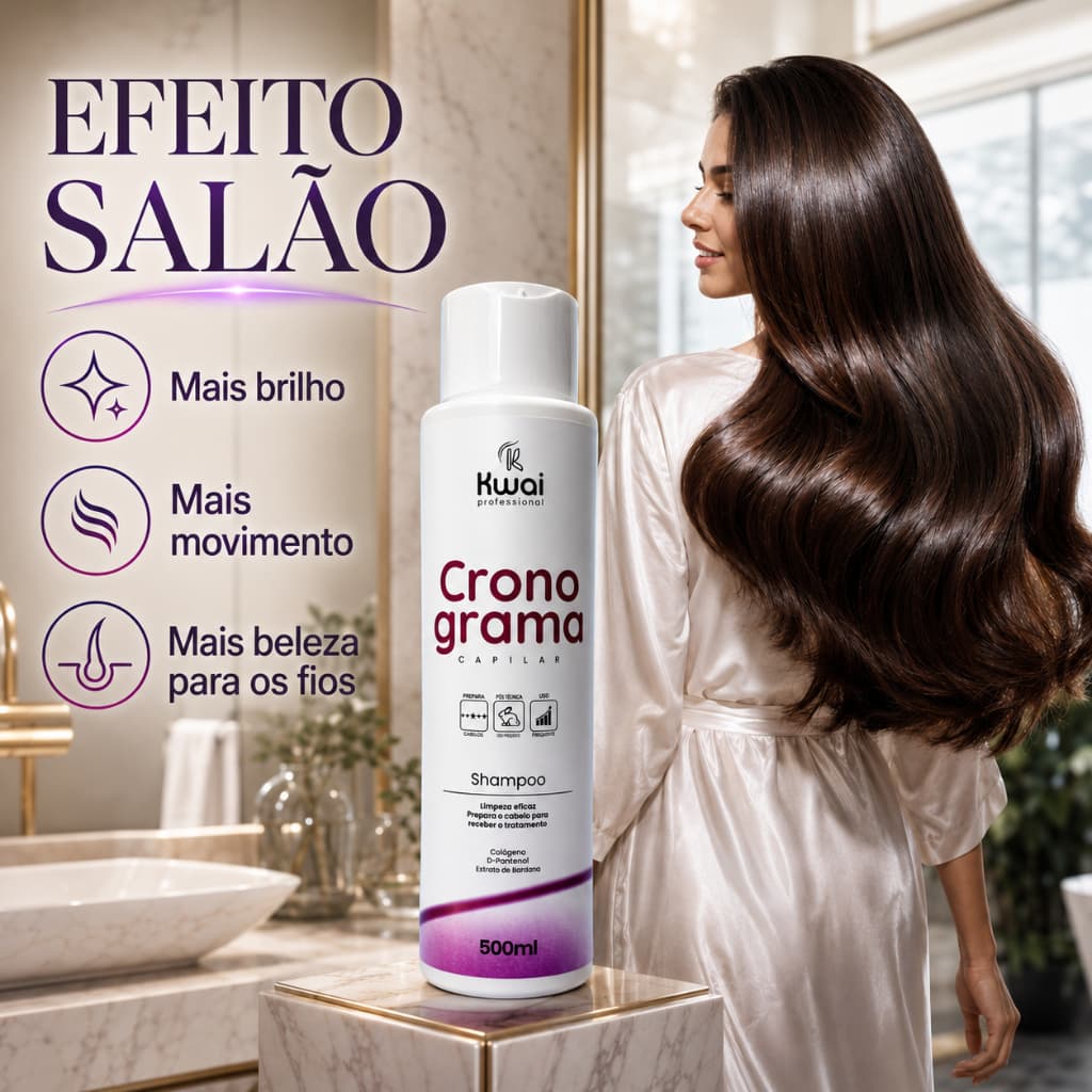 Shampoo Kwai Cronograma Capilar 500ml Preparação dos Fios Limpeza Equilibrada Cuidado Diário Capilar