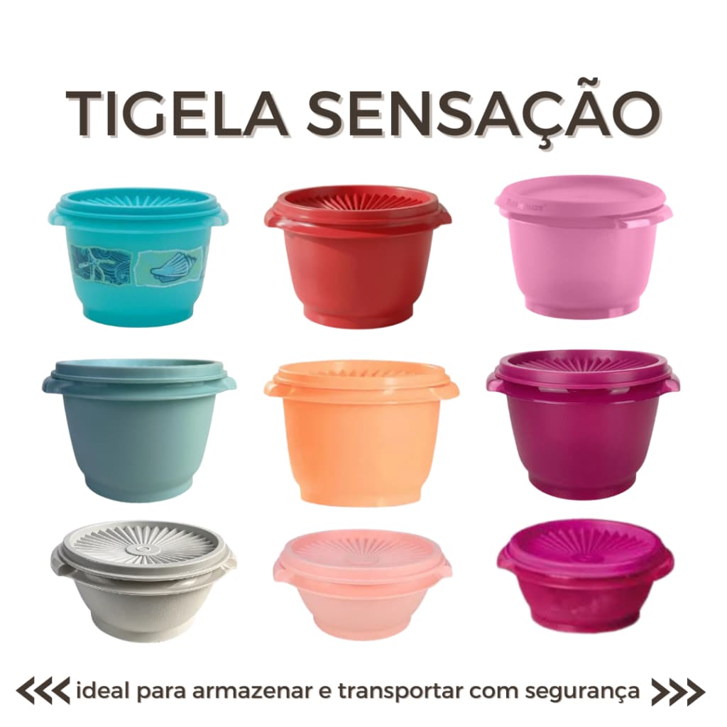 Tigela Sensação Tupperware 350ML OU 600ML Original PITANGA/ROSA/AZUL/OFF WHITE  Pote Tampa Hermética Cozinha