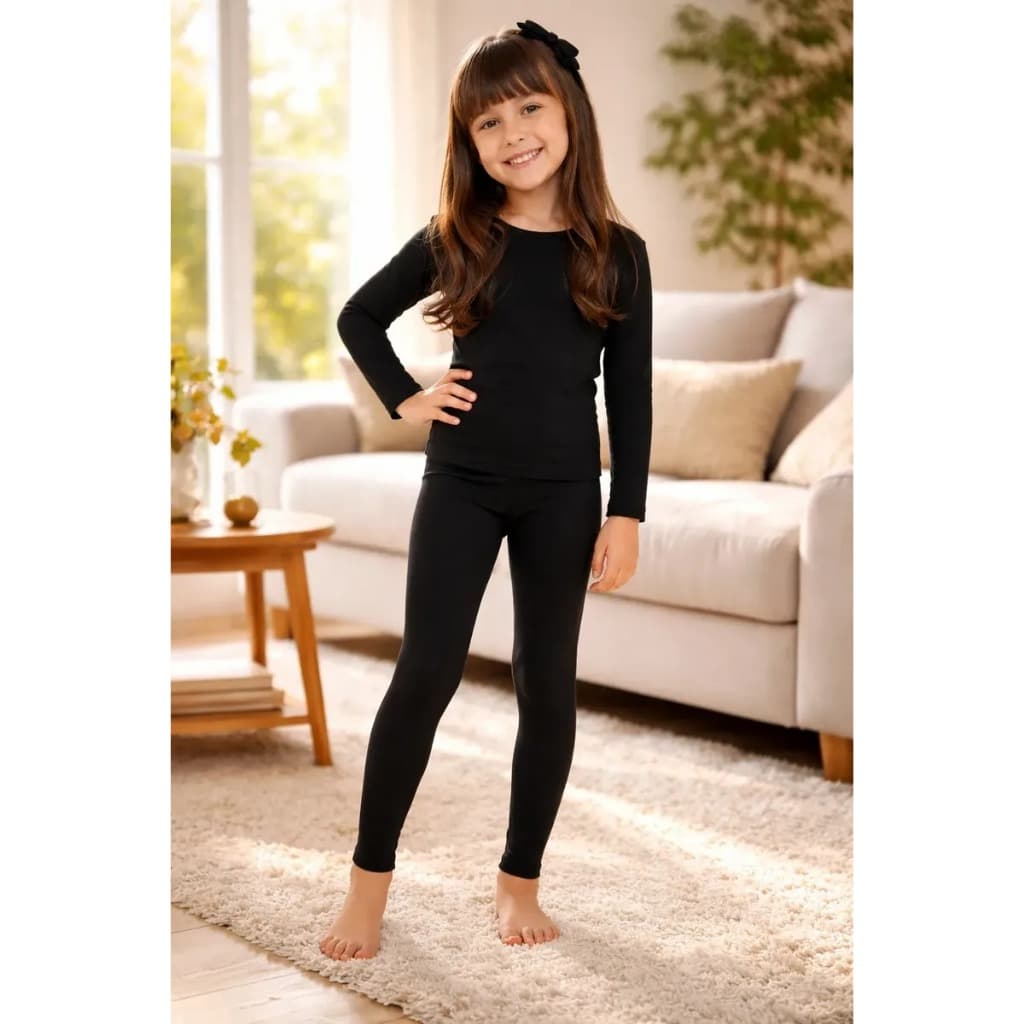 Meia Calça Infantil Térmica Pelucidada Inverno Preto Menina