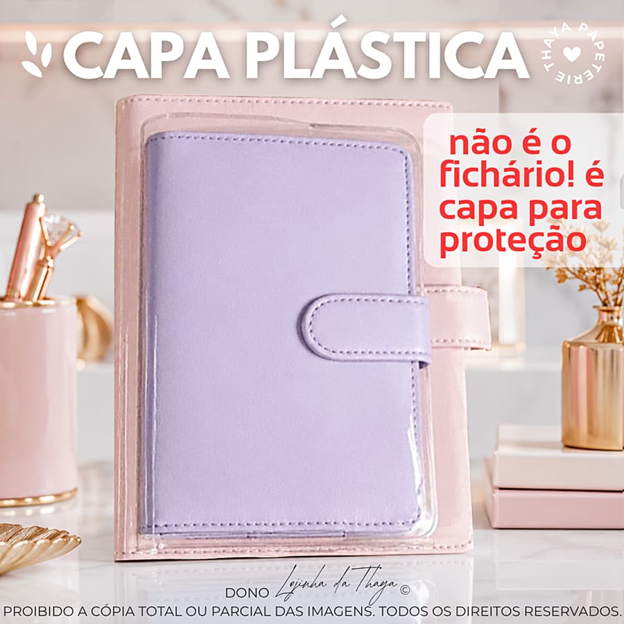 capa plástica maleável transparente proteção fichário binder courinho croco glitter animal print A6 A5