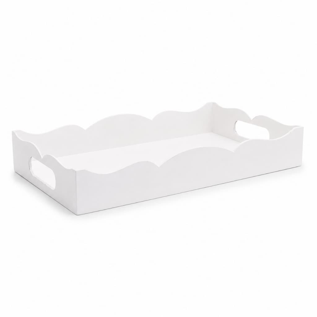 Bandeja Volteada 100% MDF Branca 31x22x05cm Para Café Maquiagem Perfumes Organização Casa E Eventos