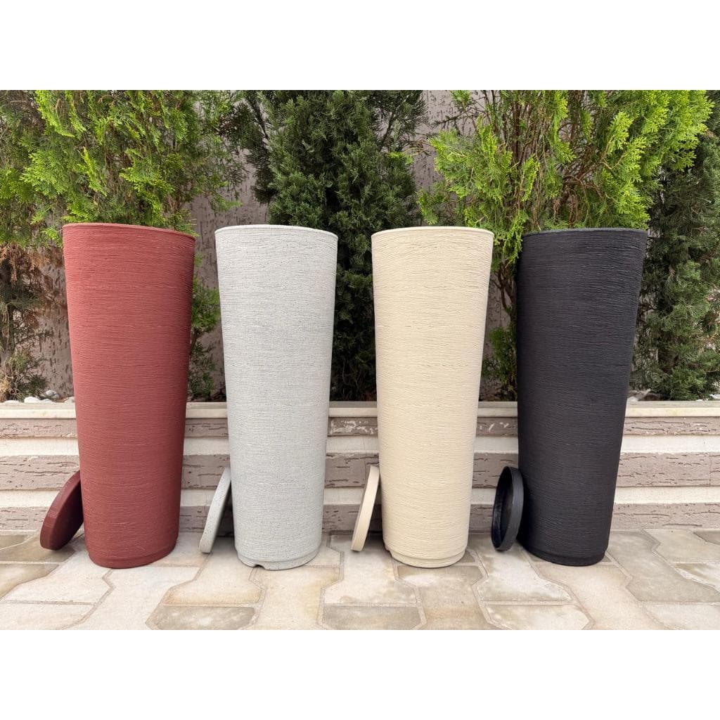 Vaso Para Plantas Coluna Ibiza Escovada 59 cm com Prato Coletor