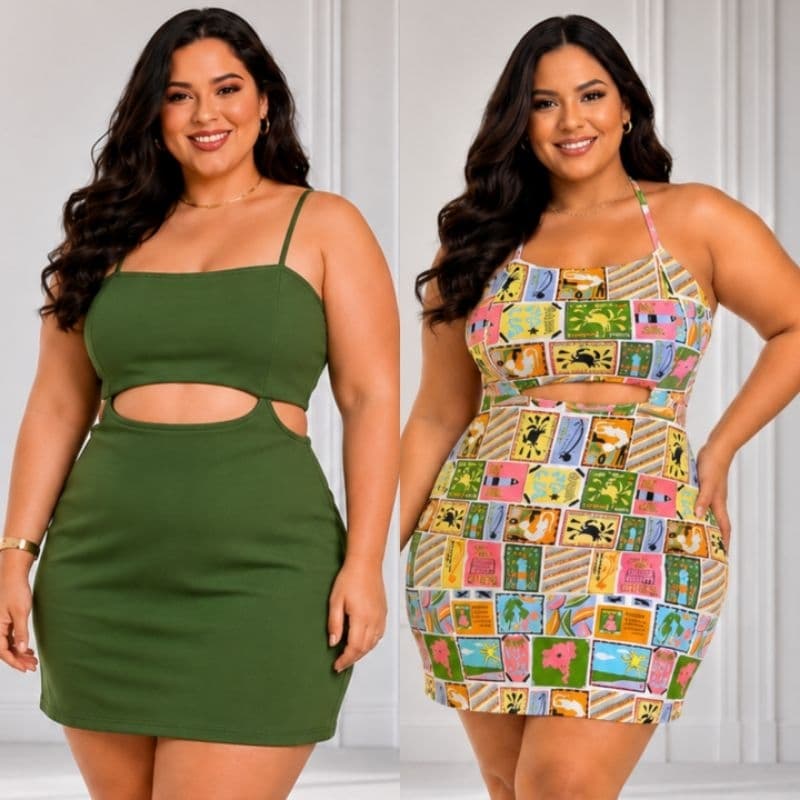 Vestido  Feminino Plus Size Tubinho Curto  Vestido estampado Festa Verão Veste 44 ao 48