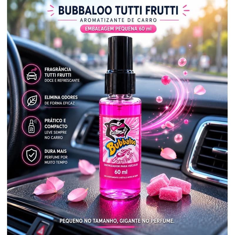 Arominha BUBBALOO (Tutti- Frutti) Odorizador para Veículos 60ml - Perfume para Interior de Carro