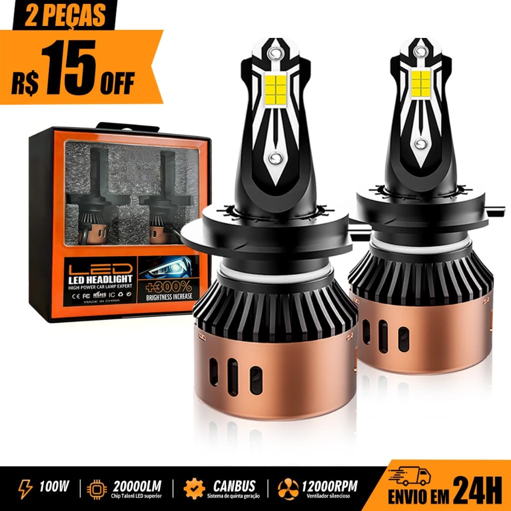 Lâmpada LED Farol R11 H1 H3 H4 H7 H11 9005 9006 100W 20000LM Super Brilhante Alta Durabilidade