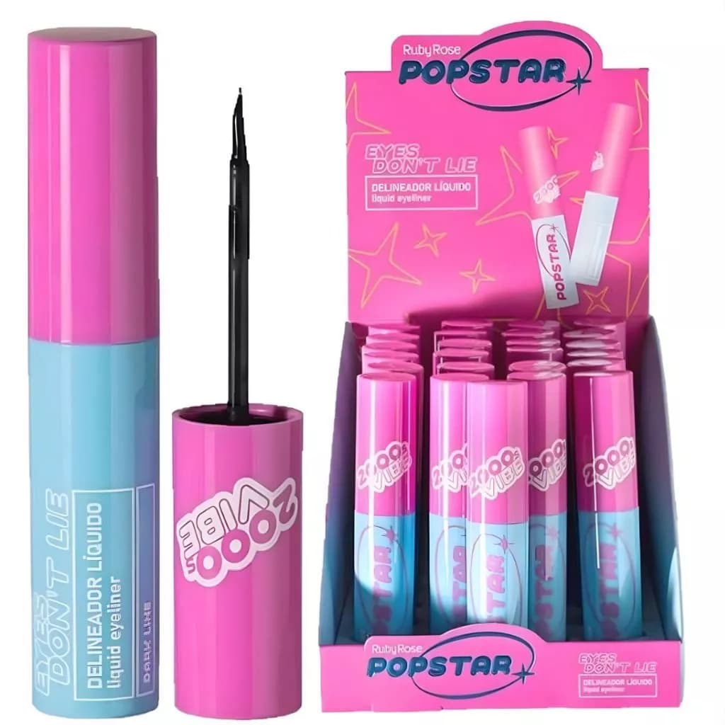 Box 24 Delineador Líquido Ruby Rose Eyes Don't Lie Popstar Preto Intenso À Prova D'Água HBE2101