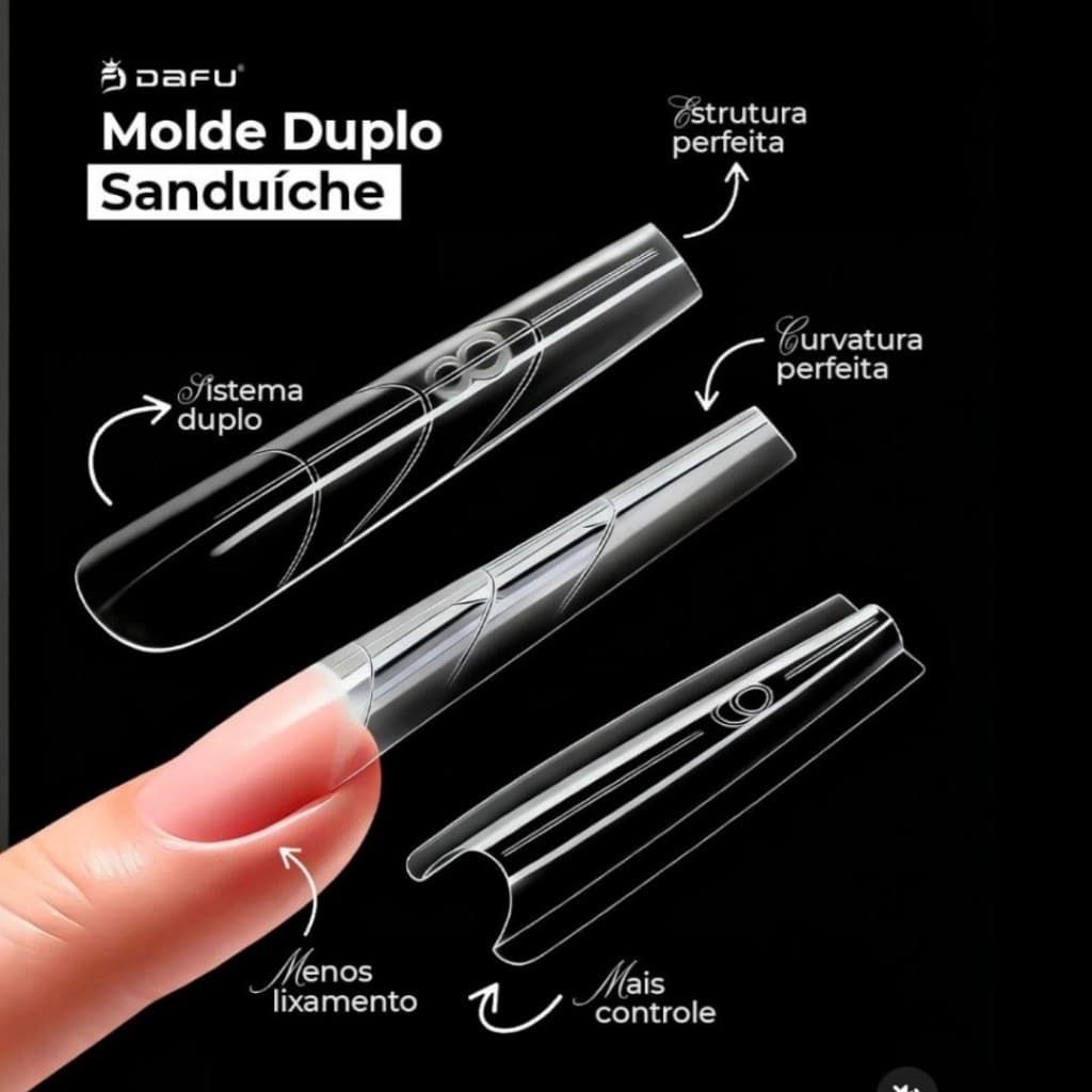KIT Molde Sanduiche F1 Extensao Unha Gel Poligel Bailarina Reutilizavel Curvatura C Pronto Entrega