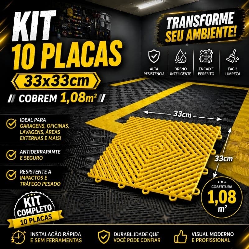 kit 10 Piso modular 33x33 automotivo garagem banheiro vestiário