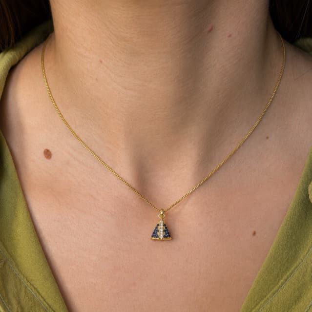 Colar Veneziano Nossa Senhora Cravejado com Zircônia Banhado a Ouro 18K