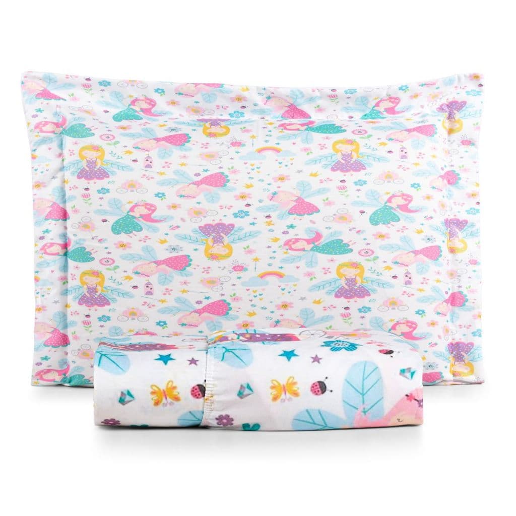 Lençol Solteiro Fada Infantil Menina Quarto Cama Decoração Estampado Com Elástico Branco Lavável Bom