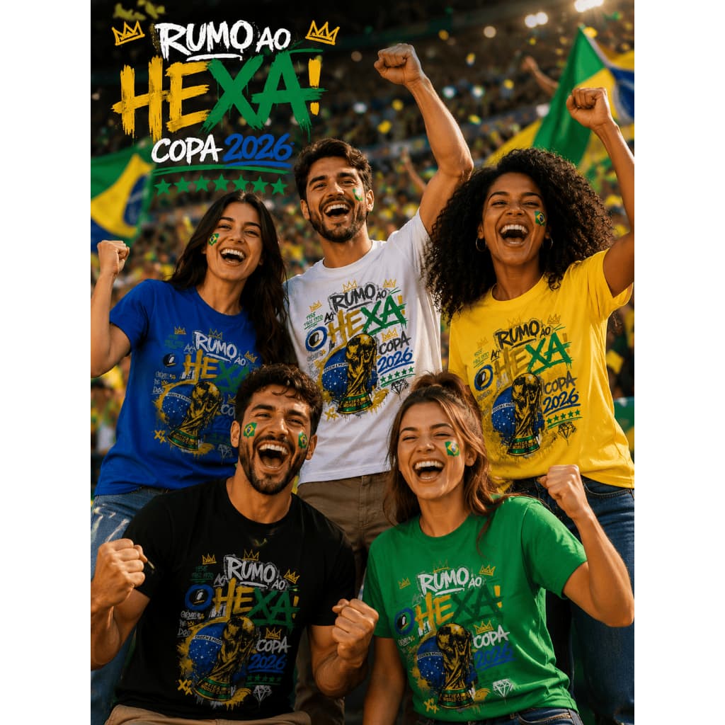 Camiseta Rumo ao Hexa Copa Brasil DryFit Colmeia Unissex