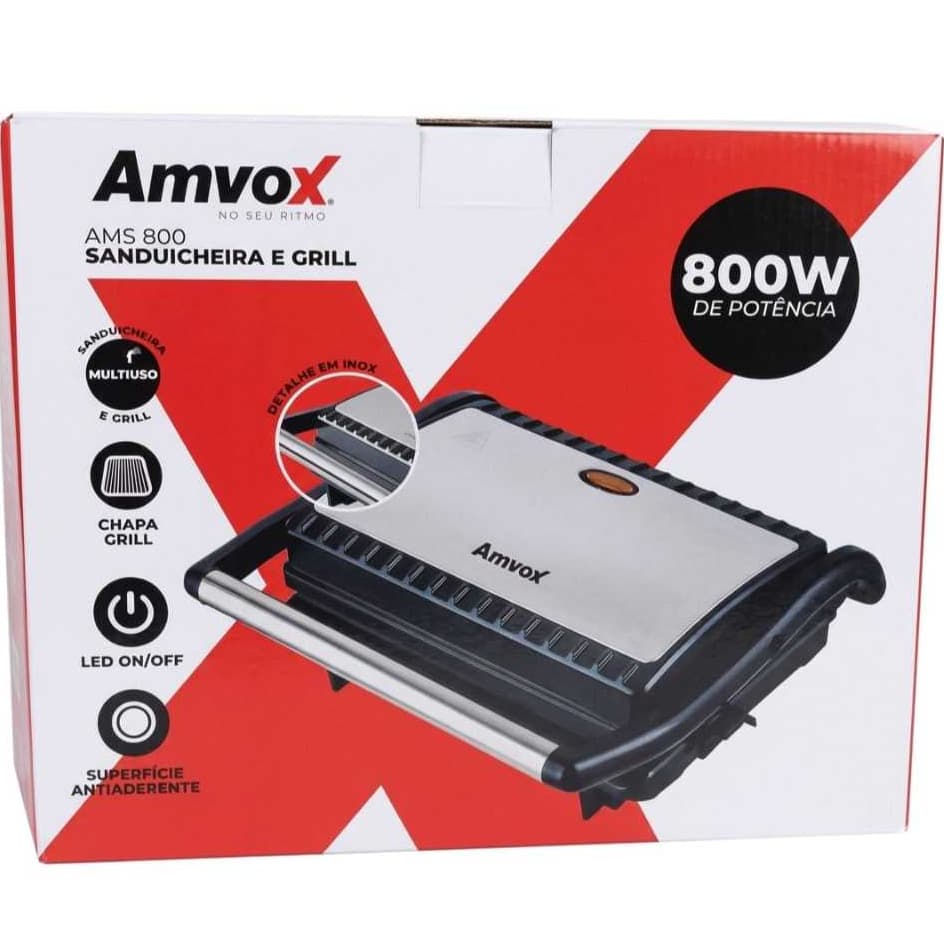 SANDUICHEIRA GRILL AMVOX AMS800 CHAPA ANTIADERENTE 127V
