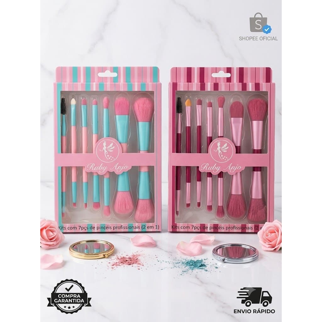 Kit de Pincéis Profissionais 2 em 1 (7 Peças) Ruby Anjo