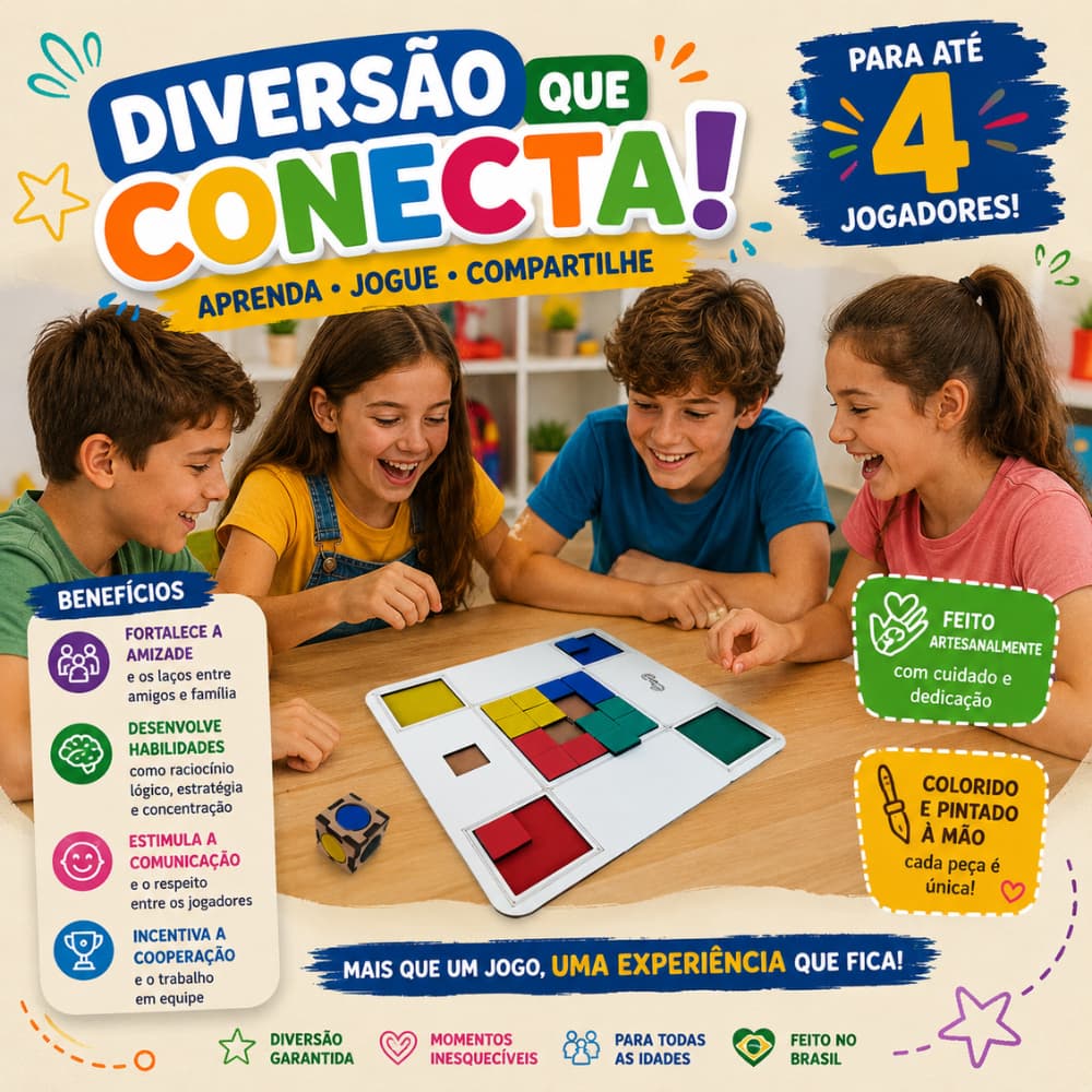 Jogo Educativo Artesanal Batalha das Cores em Madeira - Coordenação Motora e Aprendizado das Cores