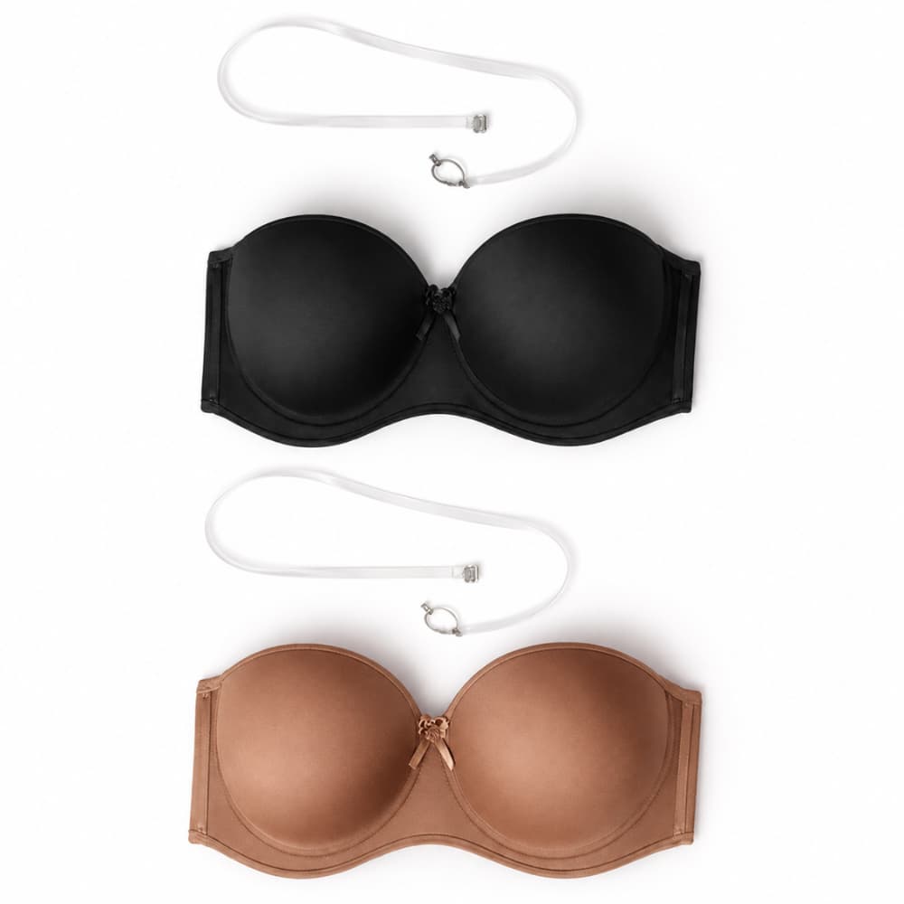 Kit 2 Sutiã Feminino Tomara Que Caia Com Alça Frente Única Removível Com Bojo Soutien Conforto