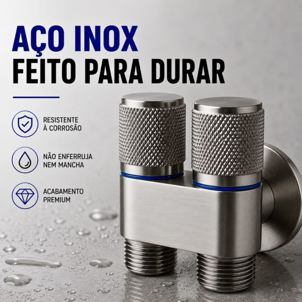 Registro Duplo Válvula Dupla Saída De Água Filtro 1/2 Banheiro Ducha Máquina De Lavar Tanque