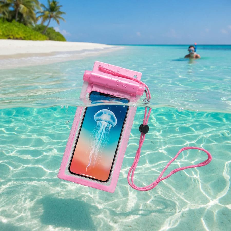 Kit 2 Bolsinha Bolsa Bag Porta Celular Impermeável Piscina Praia Aquática Mergulho Cordão Universal