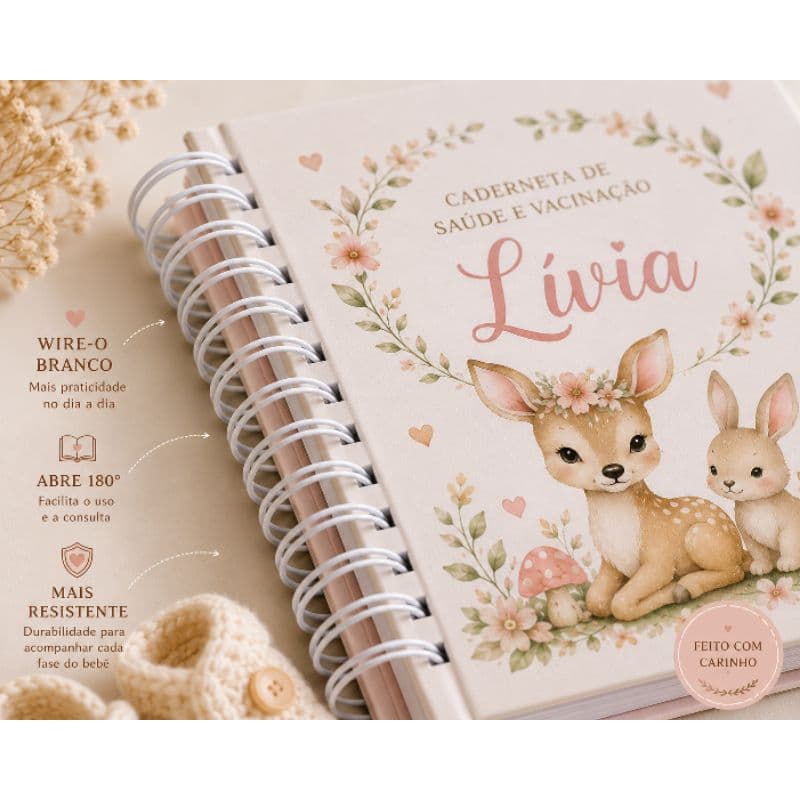 Caderneta De Saúde E Vacinação Personalizada Bebê Capa Dura Wire-O