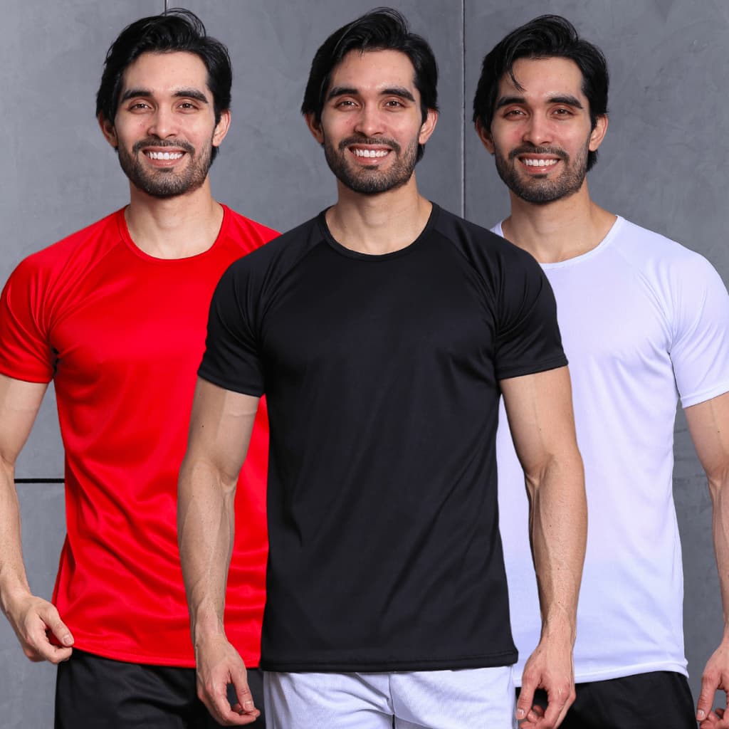 Kit 3 Camisetas Dry Fit Basica Camisa Blusa Masculina Malha Fria Premium Treino