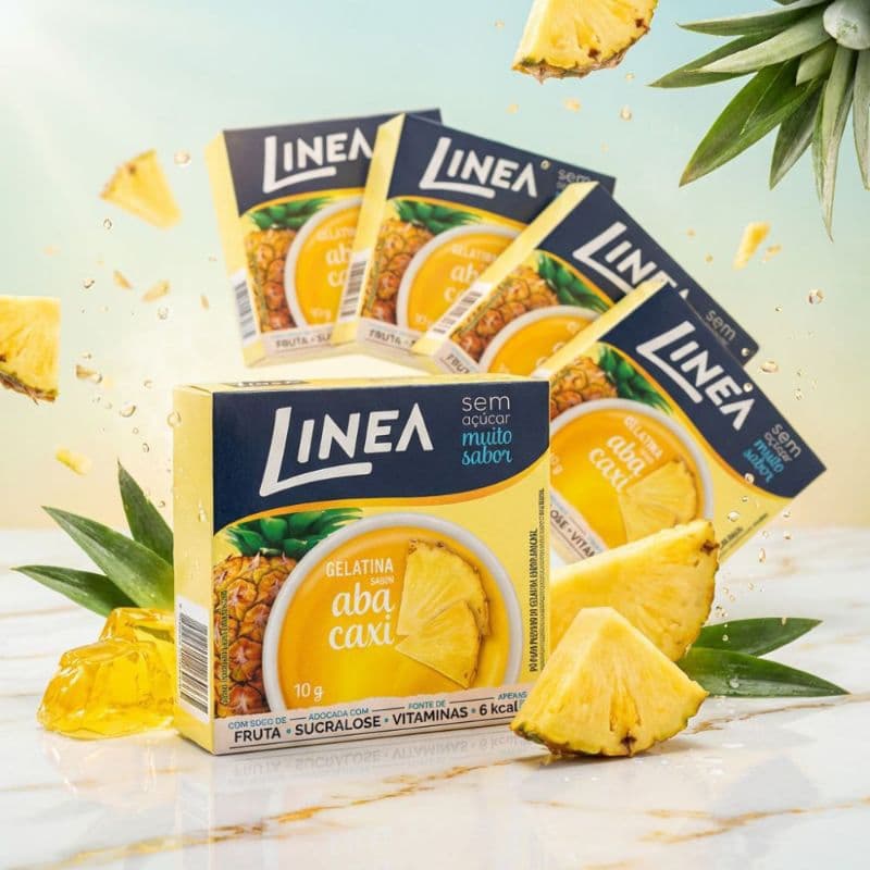 Kit 5 Gelatinas em pó Linea Sabor Abacaxi de 10g