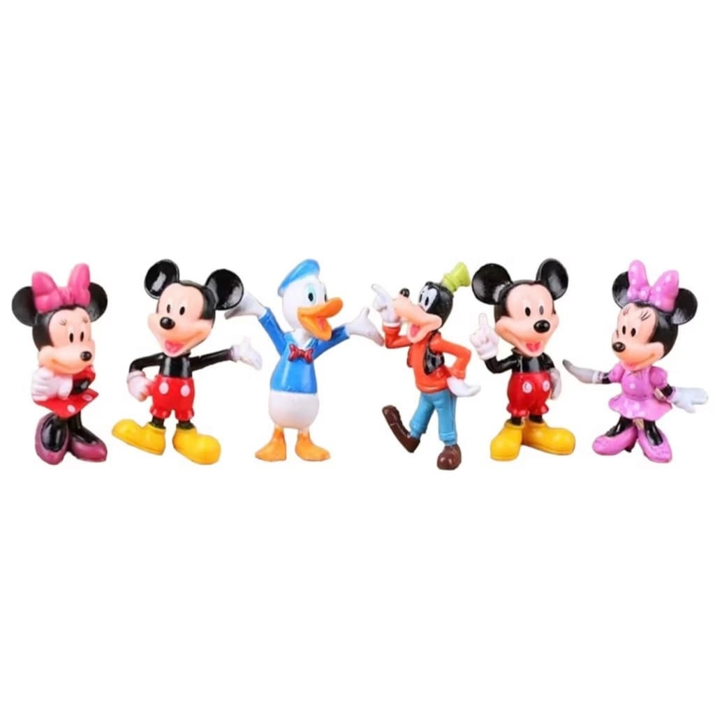 Kit 6 Miniaturas Mickey e Minnie Disney PVC Colecionáveis Decoração Festa Topo de Bolo Infantil