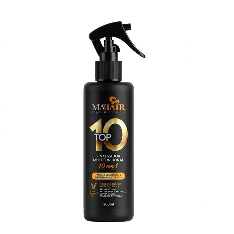 Spray Finalizador Capilar 10 em 1 Multifuncional Proteção Térmica Anti Frizz Brilho Intenso 200ml