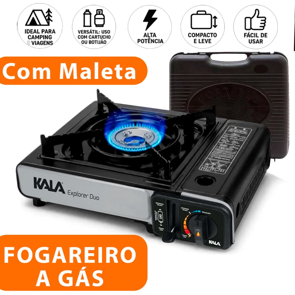 Fogareiro Portátil a Gás Camping com Maleta Fogão Compacto para Pesca Trilha e Viagem