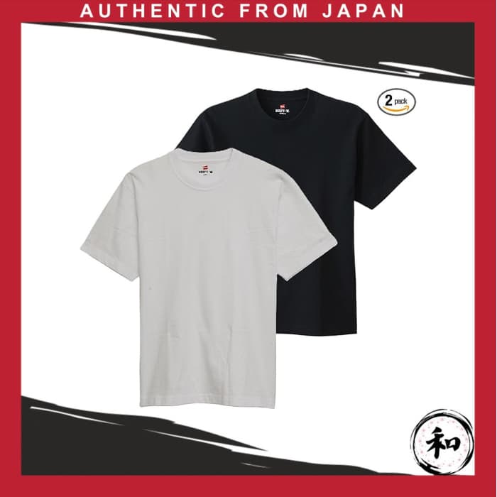 Camiseta Hanes Beefy, Manga Curta, Gola Redonda, Pacote com 2, 100% Algodão [Direto do Japão]