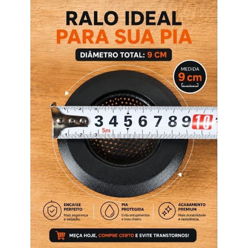 Ralos Para Pia de Cozinha, Banheiro, Tanque várias medidas inox ou all black
