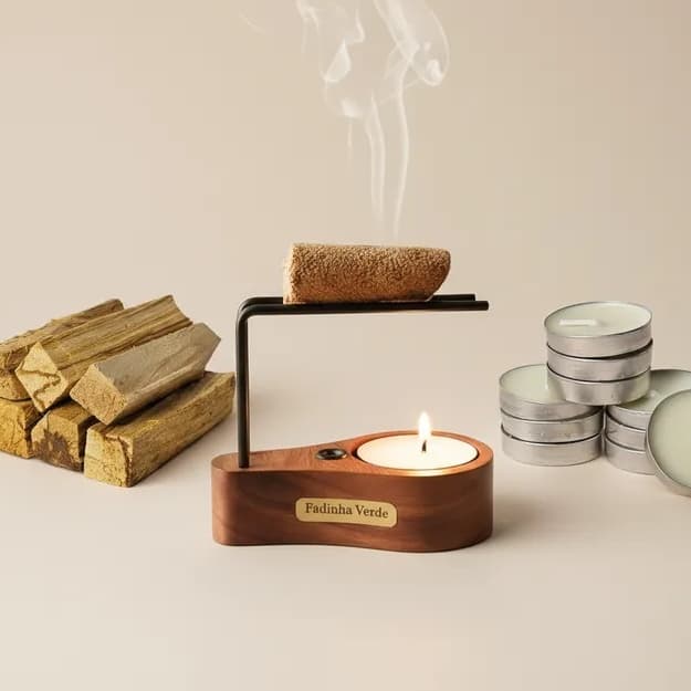 Queimador Pau Santo 10 Velas 50 Gramas Palo Santo Incensário Suporte Defumador Porta Paulo Santo
