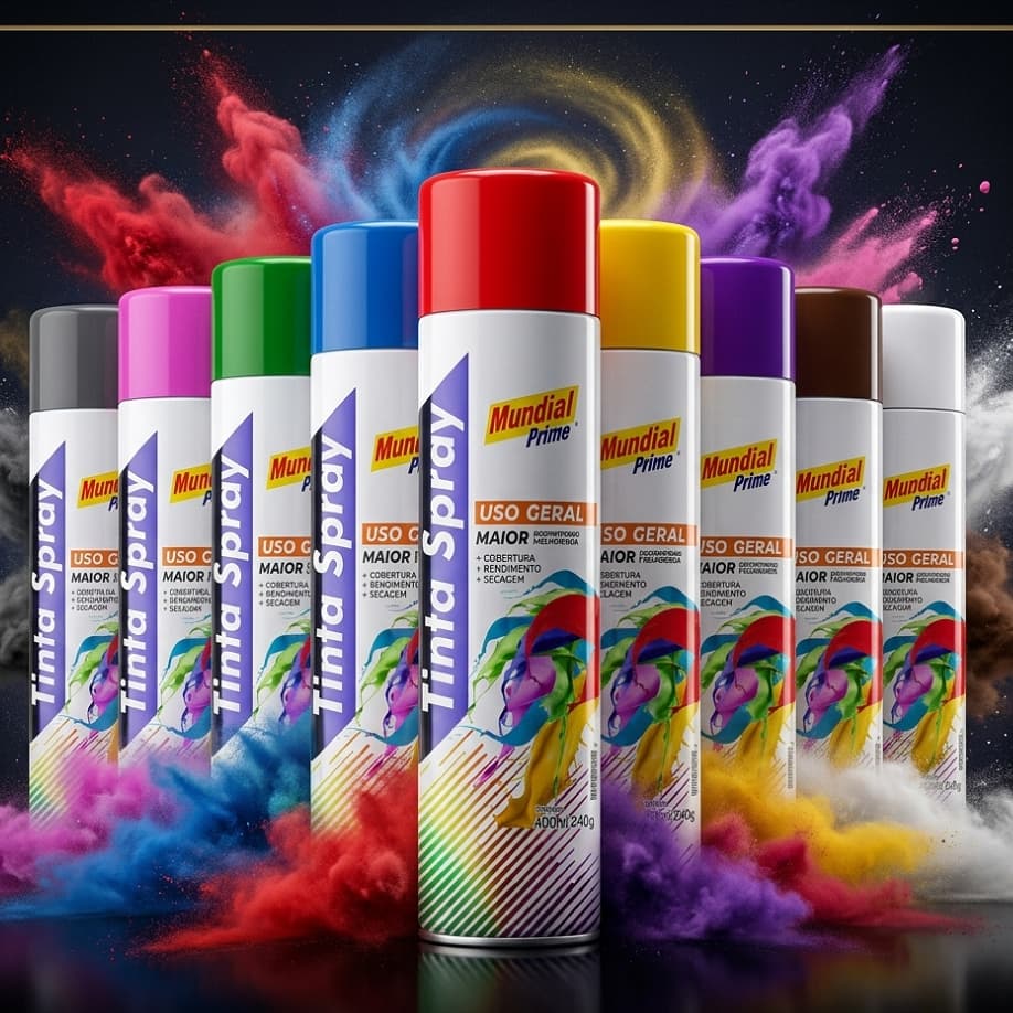Tinta Spray Mundial Prime 400ml - Uso Geral Alta Cobertura Secagem Rápida Acabamento Profissional