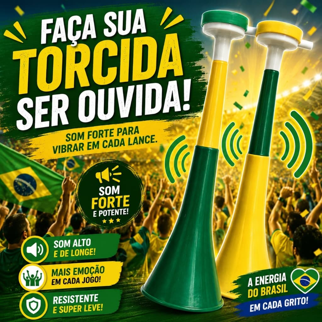 Corneta Brasil Barulhenta Torcida Copa do Mundo Verde Amarela Seleção Brasileira