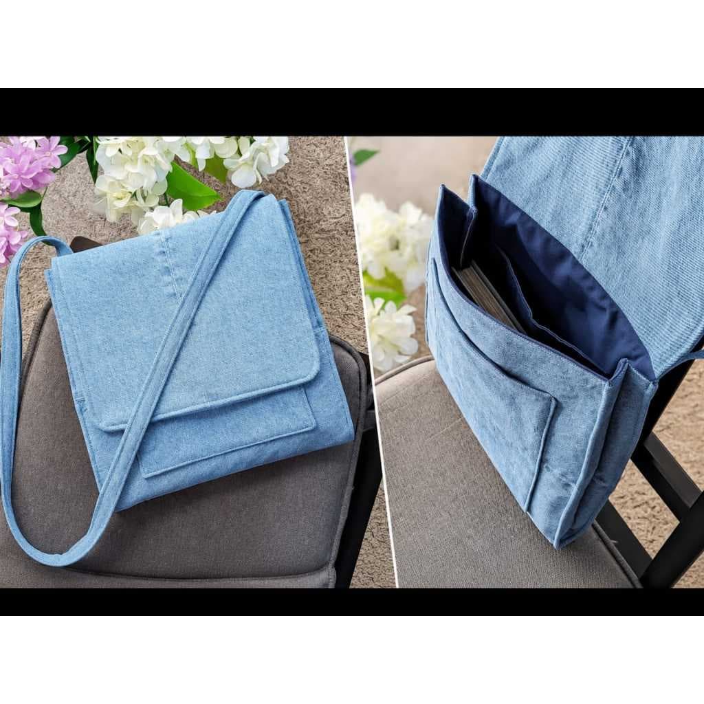 Bolsa Jeans Cross body média feminina/ Transversal Regulável