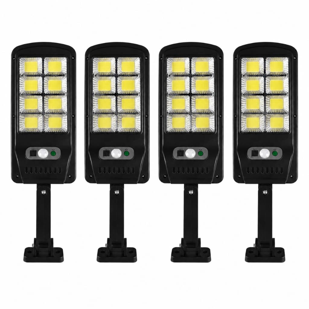 Kit 4 Refletor Led Solar 200W Luminária De Parede Com Sensor E Controle Remoto Impermeável Forte