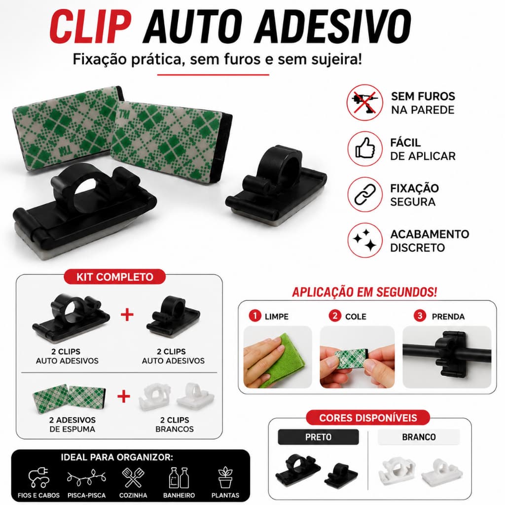 Clip Adesivo Para Fixação de Tela Aramada Memory Board
