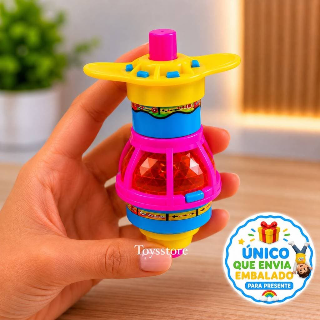 Peão Iluminado Çed Brinquedo Giratório Para Festas Lembrancinhas Aniversario