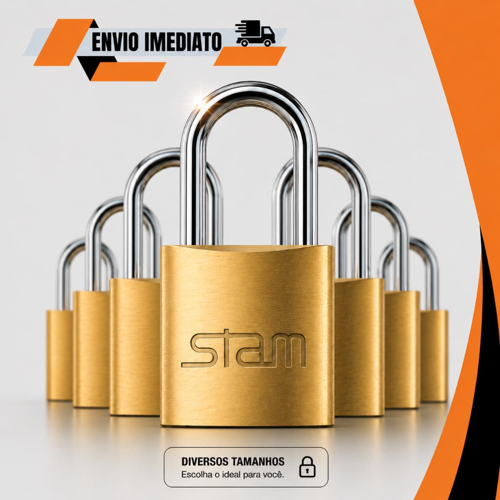 Cadeado Stam Latão 20mm 25mm 30mm 35mm 40mm Com Chave Uso Geral Armário Mala Portão