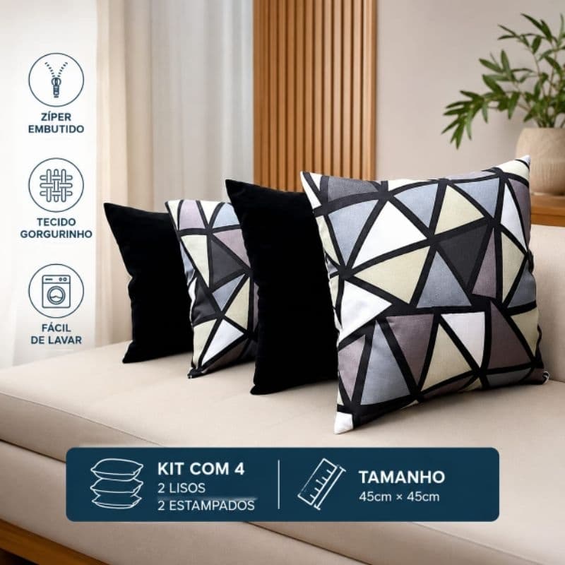 Kit 4 Capas de Almofada em Gorgurinho Premium – Elegância e Durabilidade