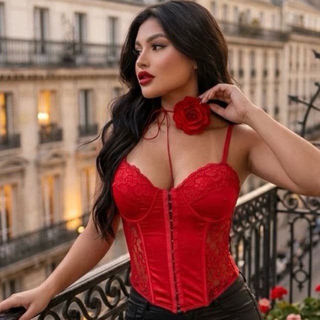 Corset De Renda Com Bojo E Alça Fechamento Na Frent