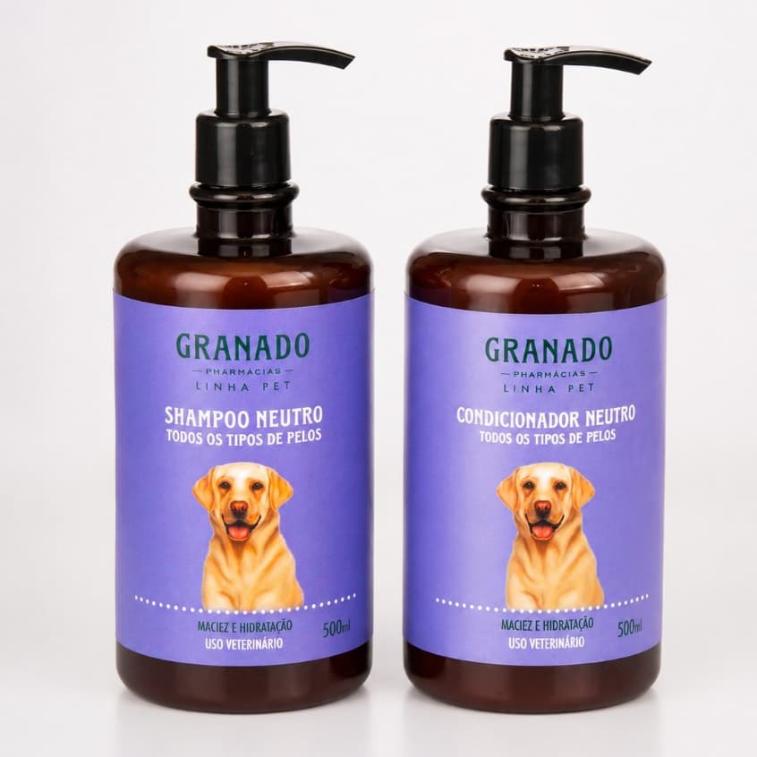 Kit Shampoo e Condicionador Pet Granado Neutro Todos os Pelos - 500ml